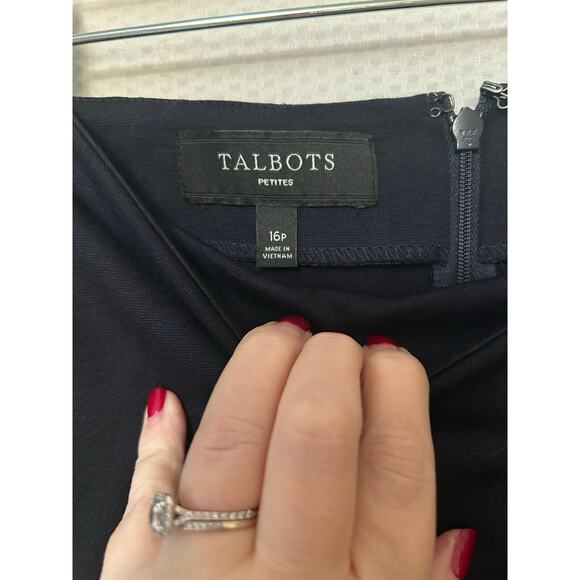 Talbots Navy Blue Pencil Skirt Lace Hem Knee Length Size 16 Petite - Picture 4 of 10